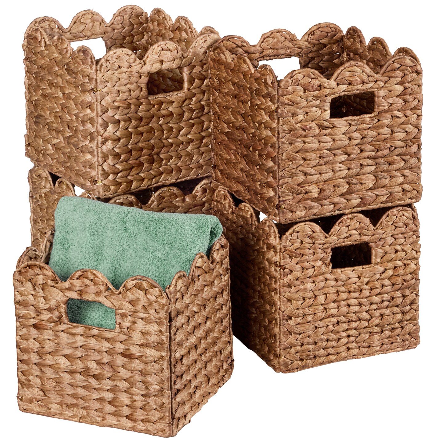 Best Choice Products Scalloped 12 x 12in Hyacinth Storage Basket Set of 5
