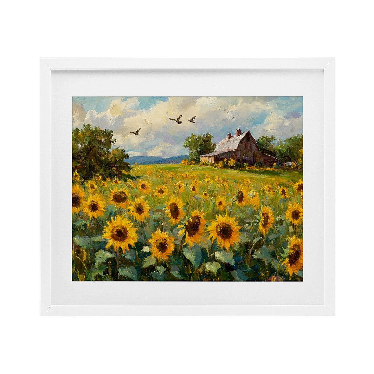 Stupell Industries Sunflower Farm Floral Field Framed Print Under Glass, design by Petal Prints Design