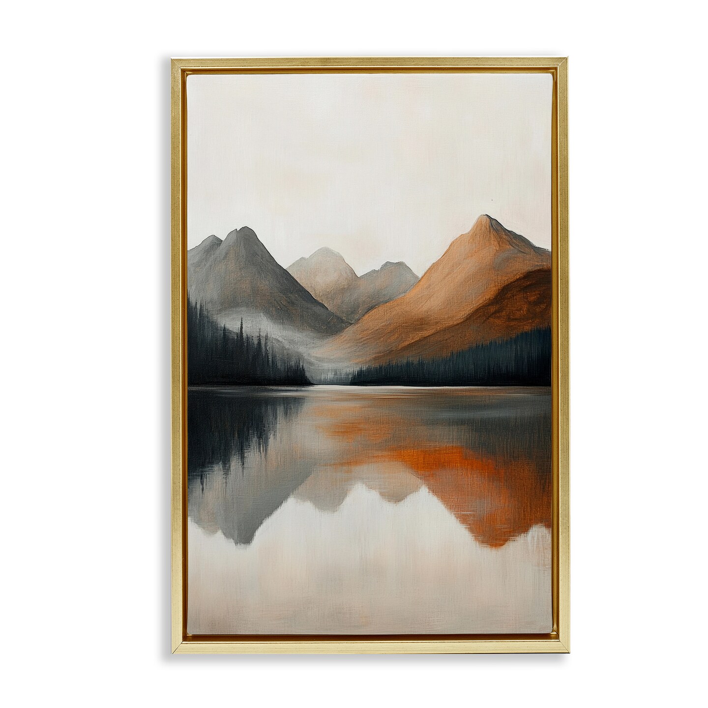 Terracotta Reflection Abstract Landscape Floating Frame Canvas Art