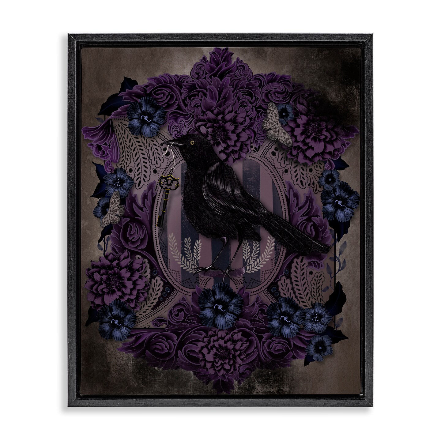 Stupell Industries Raven with Gothic Florals Floating Frame, design by Lori Mosley