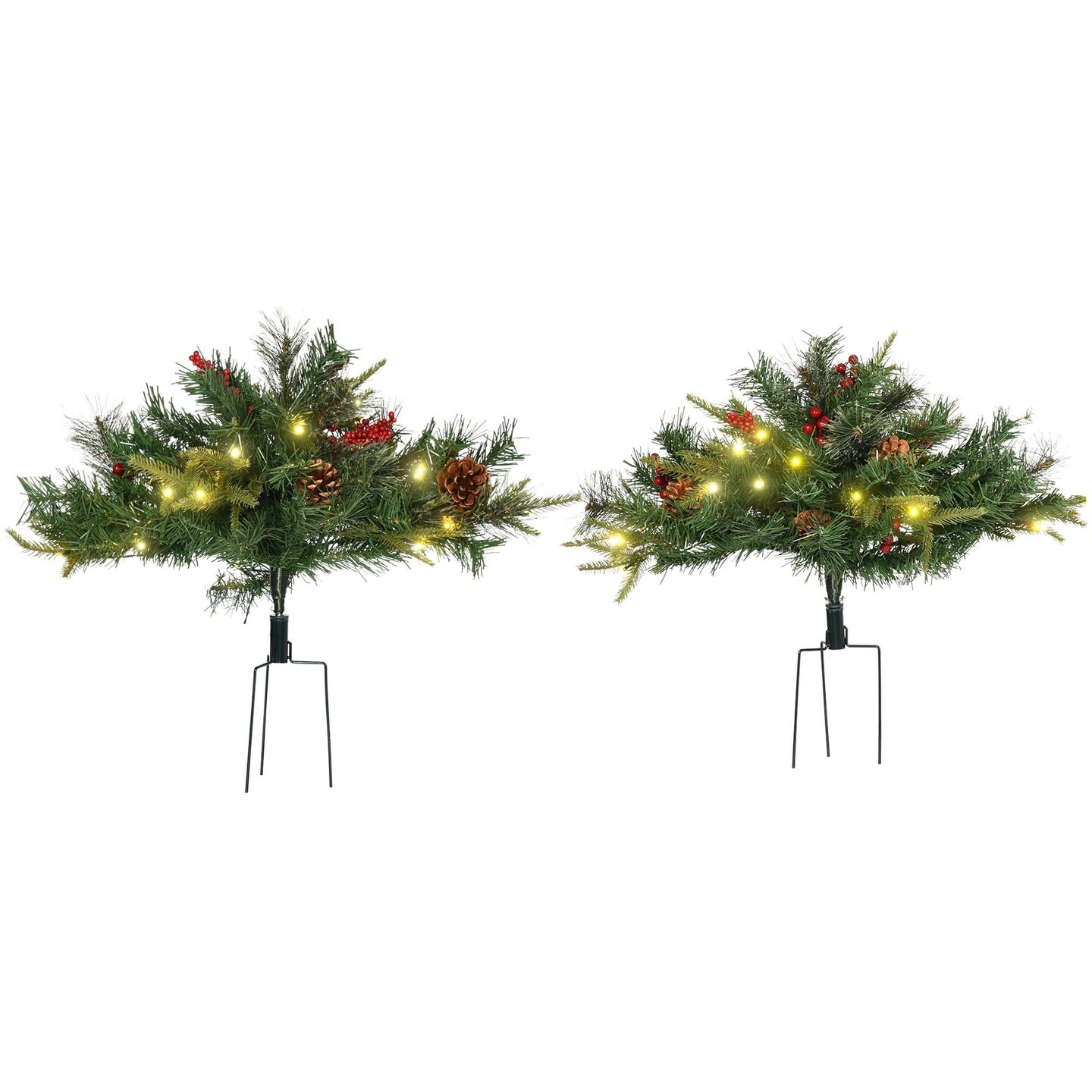 Edge Collections - 2' - Green - Prelit Outdoor Christmas Tree with Natural Accents - 2 Pieces