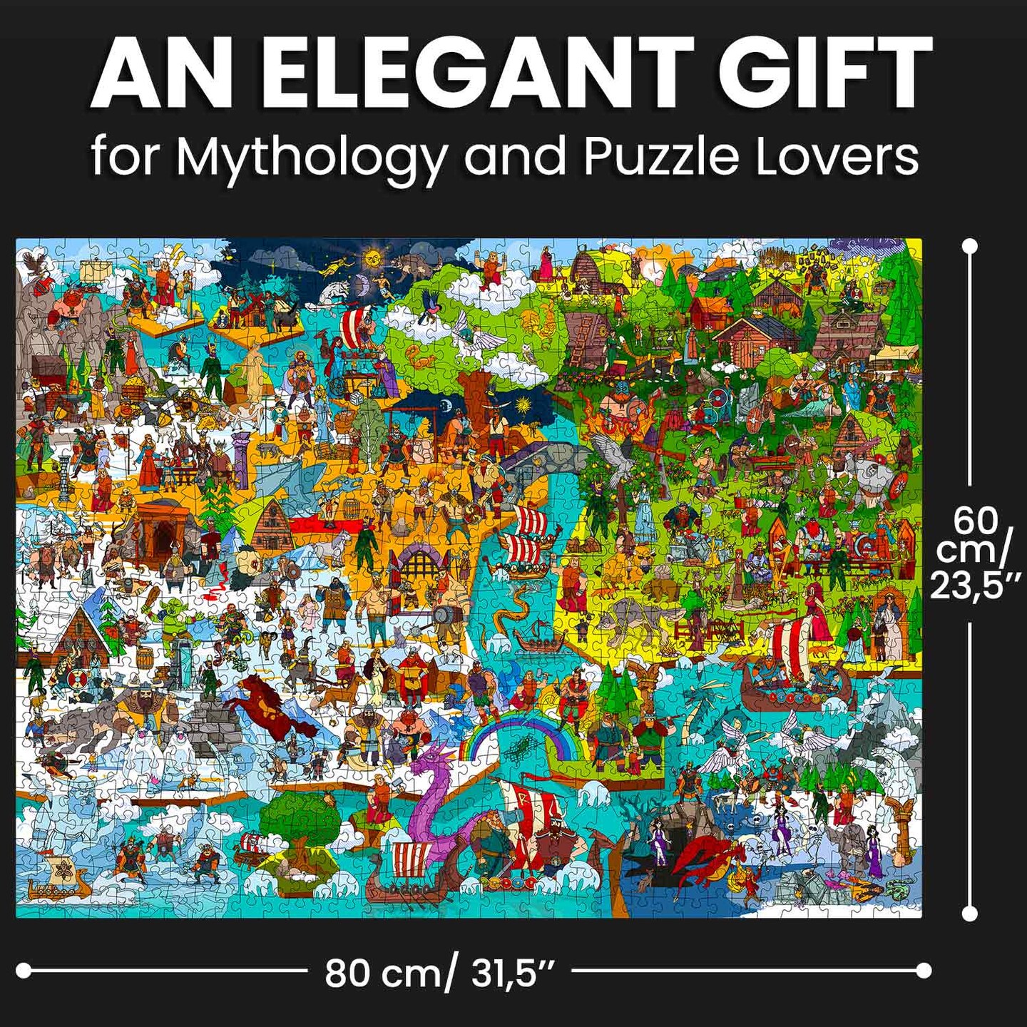 QUOKKA 1000 Piece Puzzle for Adults Norse Gods – Adult Puzzles with Secret Tasks & Immersive Audio Story of Ancient Myths and Legends for Deep Relaxation for Challenge Puzzle Lovers