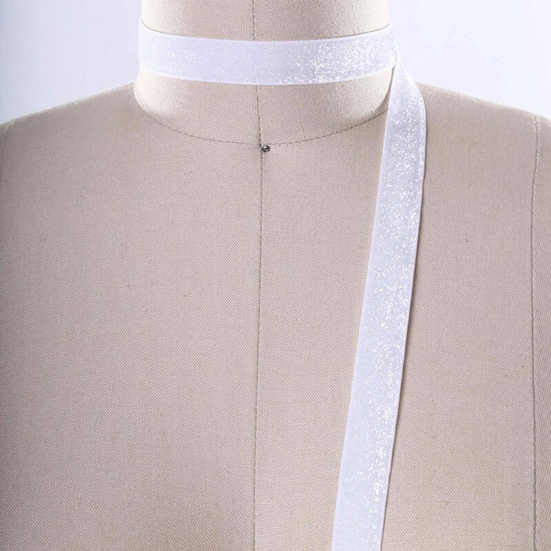 2 Yards Optic White Glitter Elastic Trim 5/8" Stretch for Crafts & Headbands