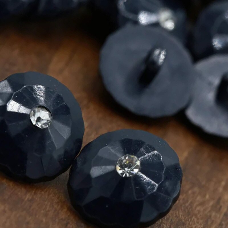 4 Pc Black Etched Rhinestone Shank Buttons for Sewing and Crafts 30L 19mm 3/4&#x22;