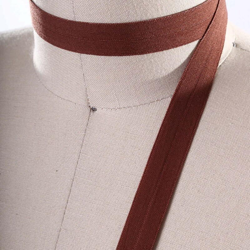3 Yards Cinnamon Brown Fold Over Bias Soft Elastic Trim 5/8&#x22;