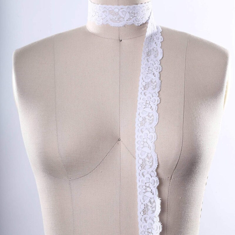 2 Yards White Stretch Lace 1" Wide Floral Elastic Trim for Sewing Lingerie & Crafts