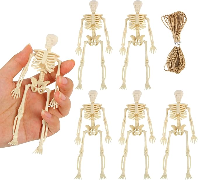 Skeletons for Halloween Decor, 6 Piece Mini Seleton Figurines 6" Small ...