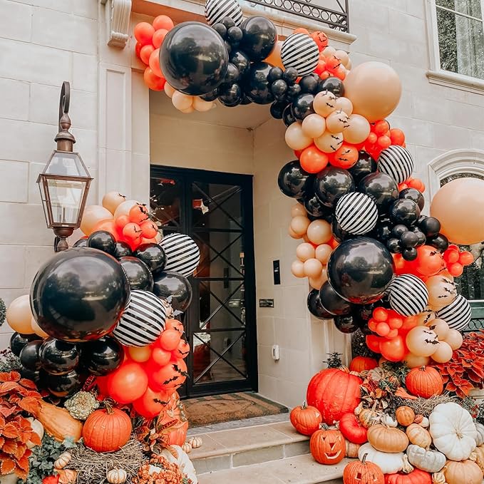 Black and White Striped Balloons 18 Inch Striped Mylar Foil Balloons Round Halloween Aluminum Helium Balloon for Nightmare Before Christmas Halloween Birthday Baby Shower Party Decorations