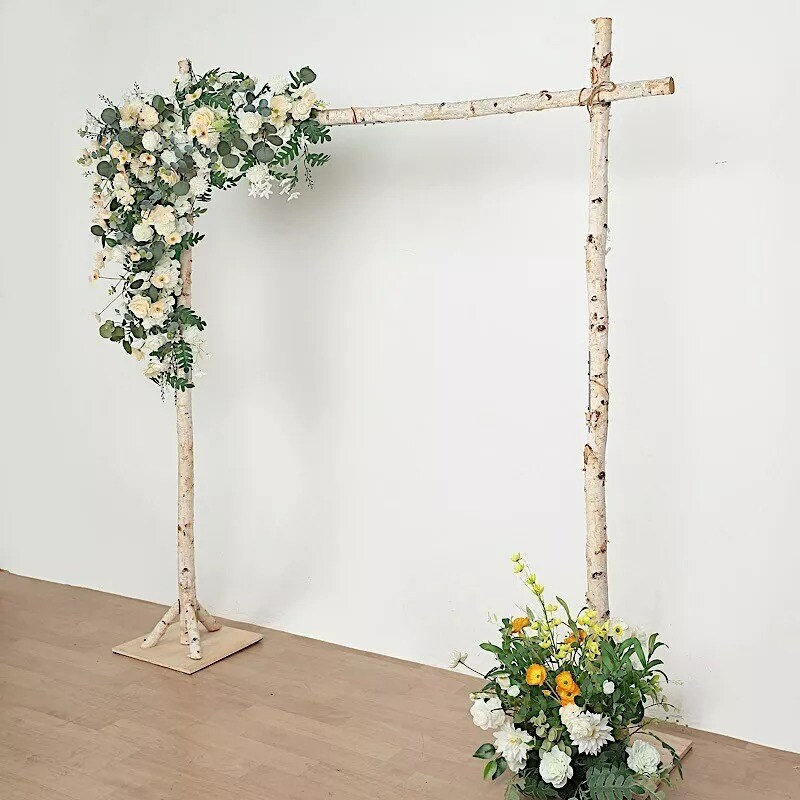7.5 ft Square Natural Birch Wood Wedding Arch Backdrop Stand Party Decorations