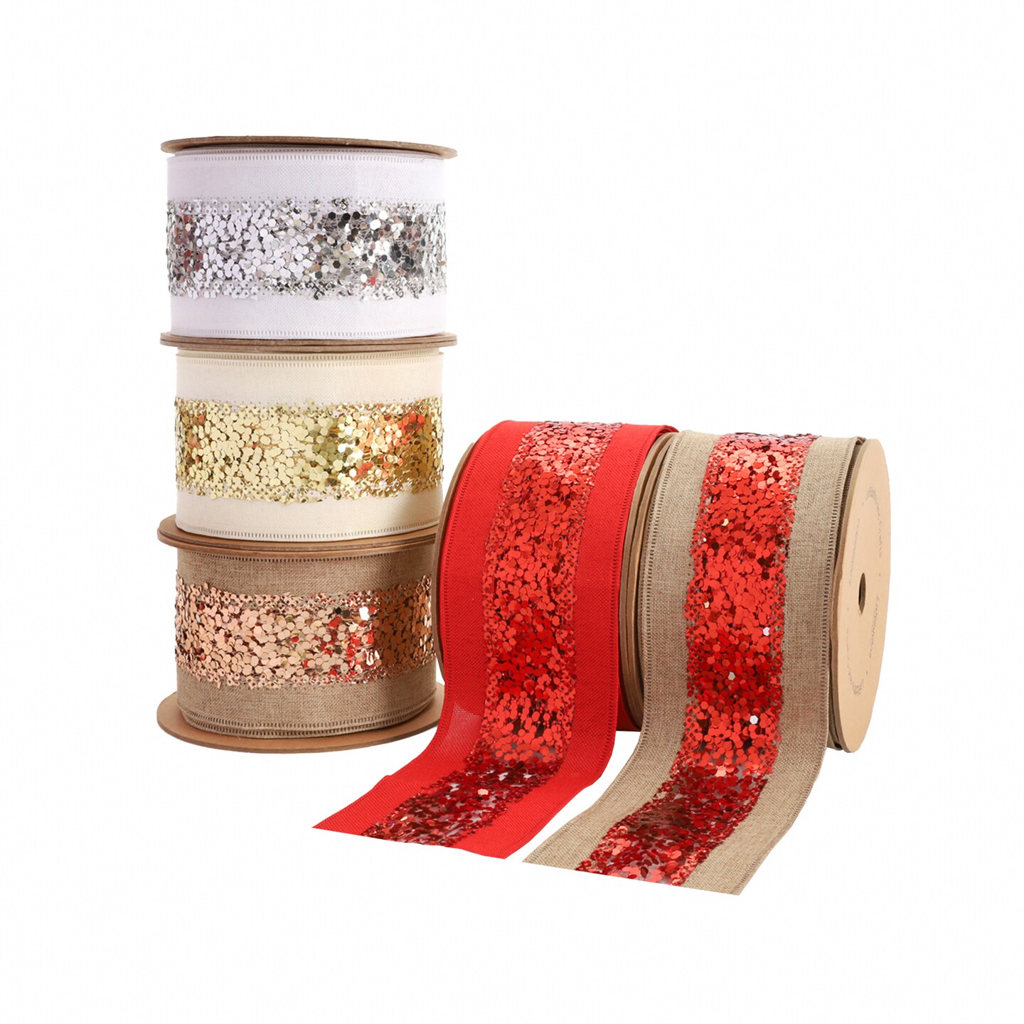 LaRibbons 2 1/2&#x22; Metallic Striped Wired Ribbon | 10 Yard Roll