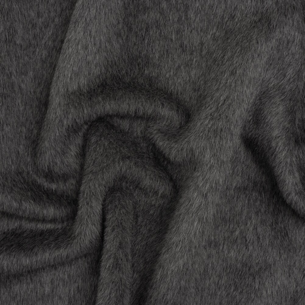 1 Yard Charcoal Alpaca Wool Coating Single Face Heathered Solid 57 inch Width