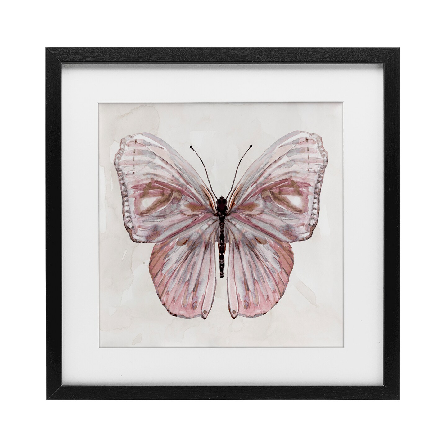Stupell Industries Muted Pink Butterfly Framed Print Under Glass, design by Carol Robinson