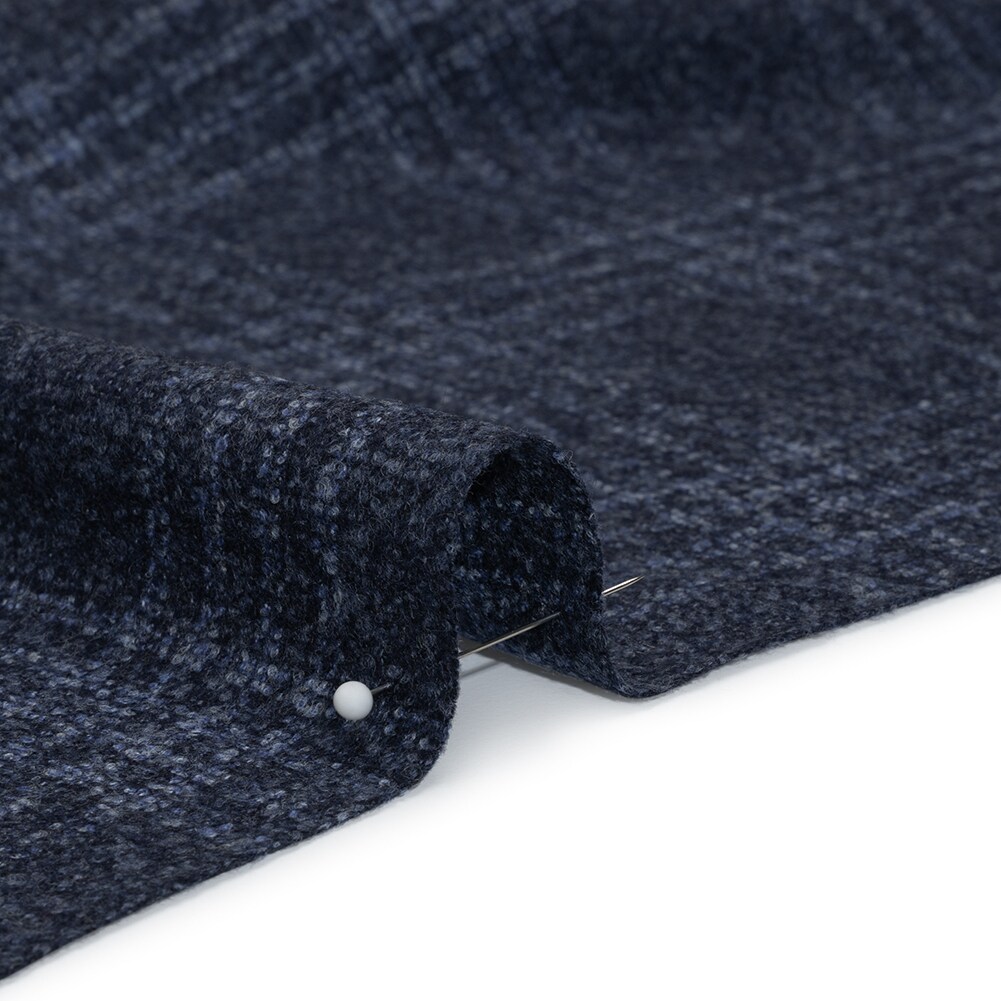1 Yard Blue and Navy Plaid Wool Silk Cashmere Boucle Suiting Soft 60 inch Width