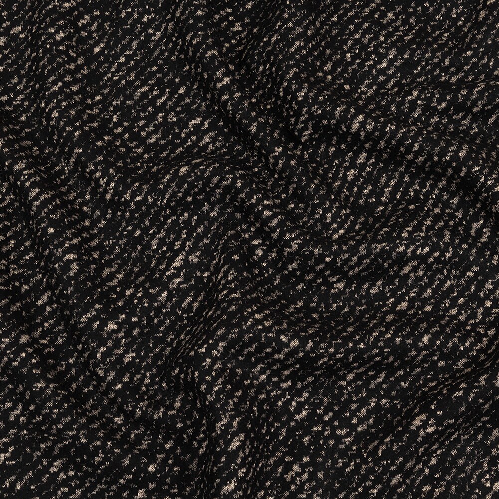 1 Yard Black and Beige Speckled Diagonal Stripes Fulled Wool Knit