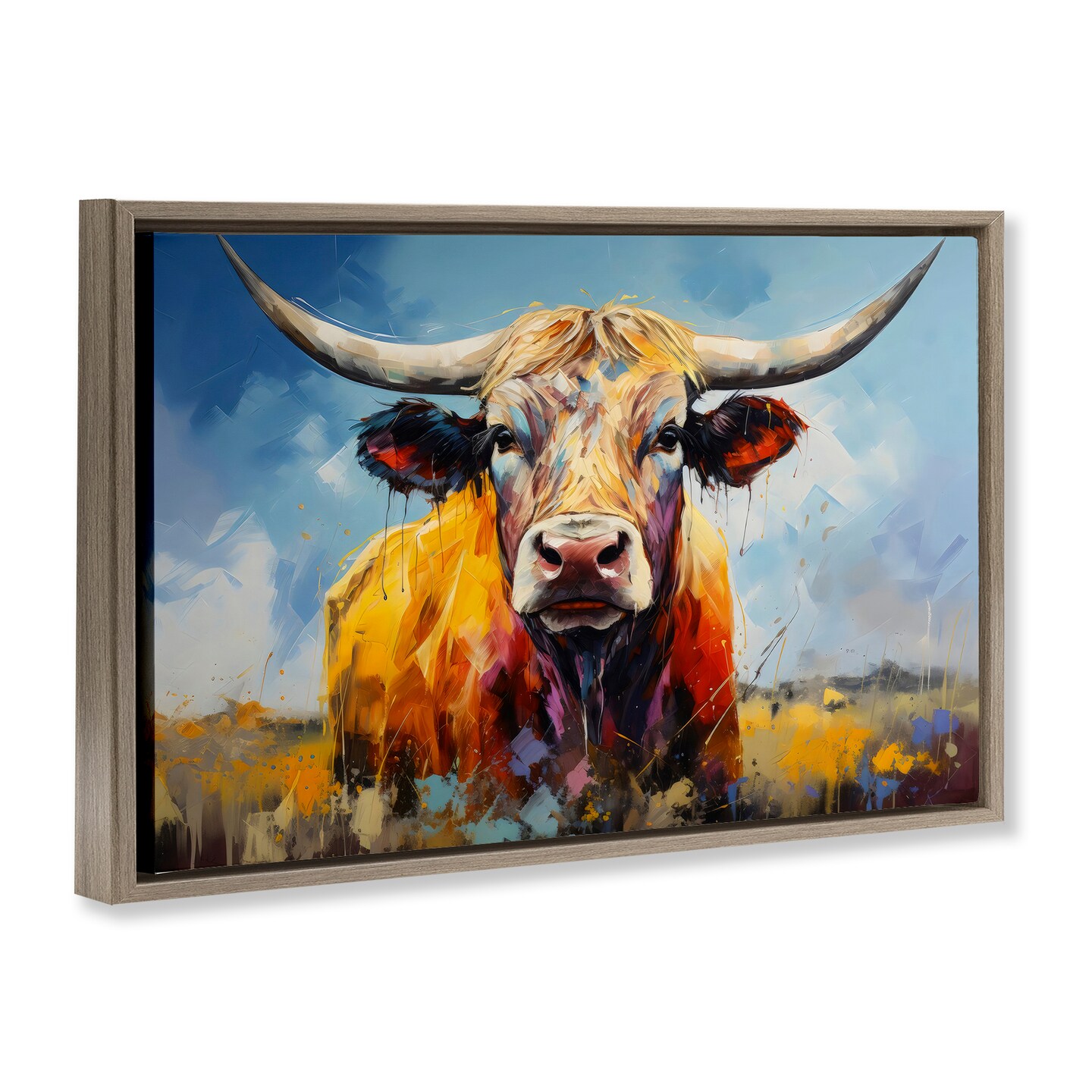 Stupell Industries Moody Longhorn Portrait Floating Frame, design by LSR Creative Studio