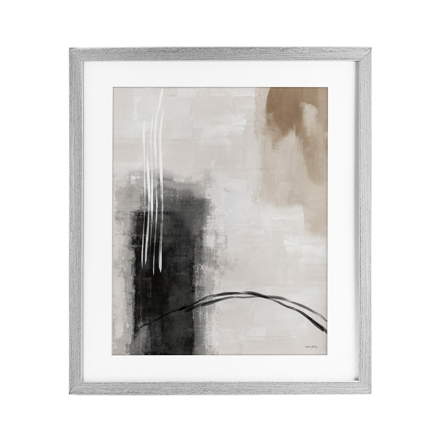 Stupell Industries Grey and Tan Simple Abstract Framed Print Under Glass, design by Amber Sterling