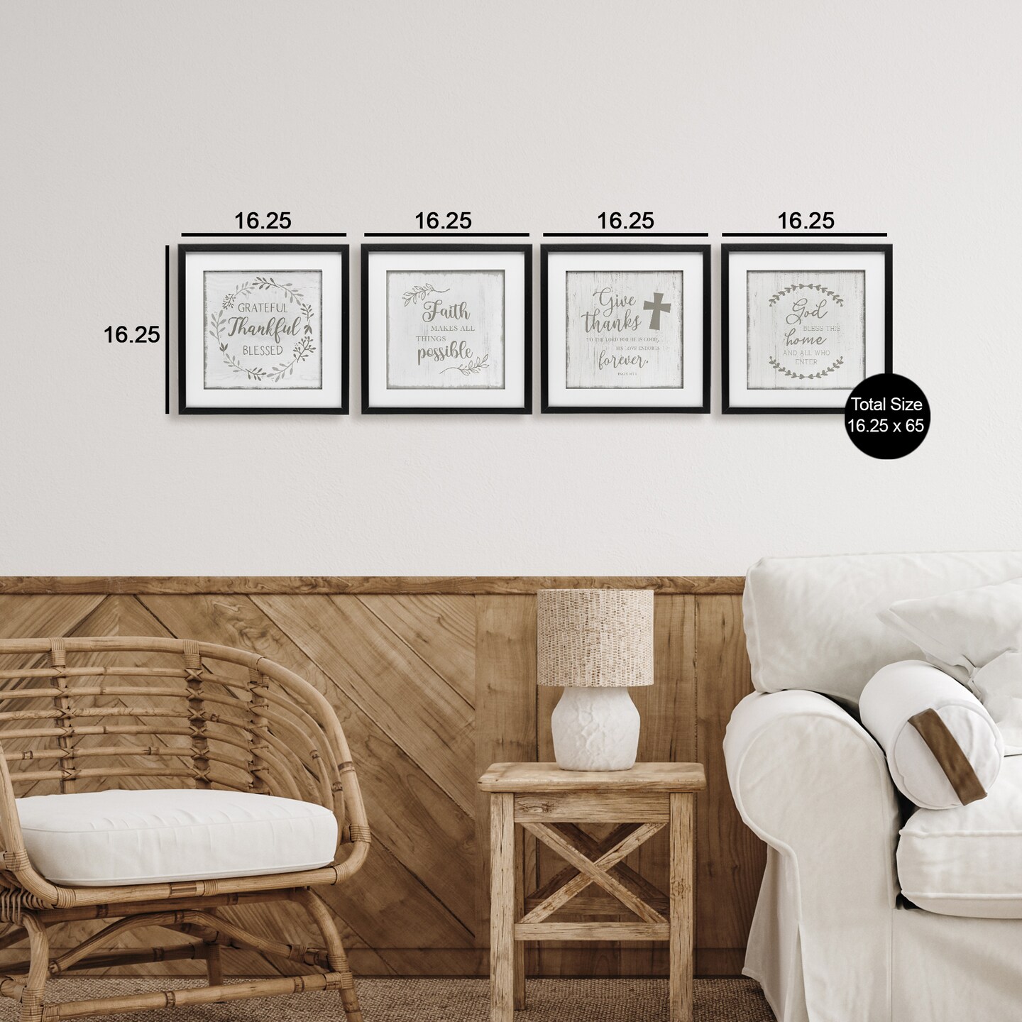Stupell Industries Spiritual Faith Phrases 4pc Framed Print Under Glass Set, design by Val Rhodes