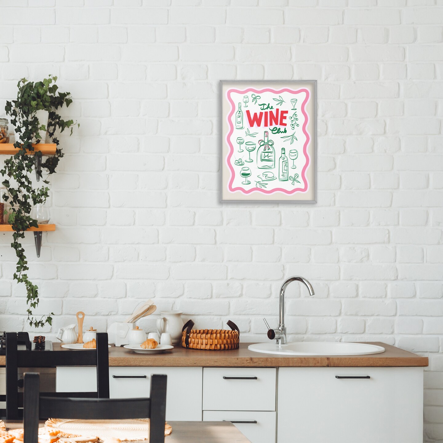 Stupell Industries Wine Club Minimal Glam Framed Giclee, design by Dominique Vari