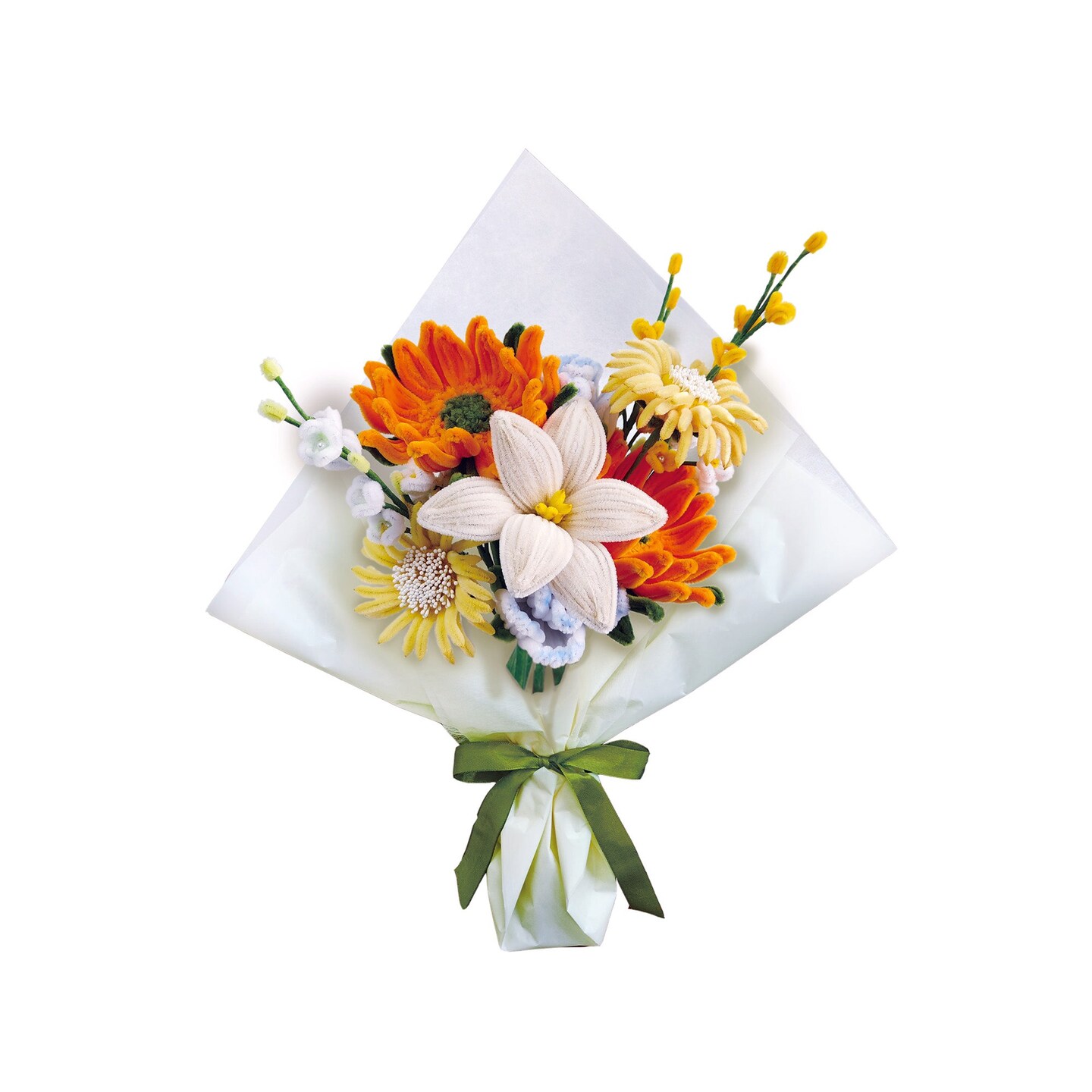 DIY Chenille Flower Bouquet Kit – Orange Mix