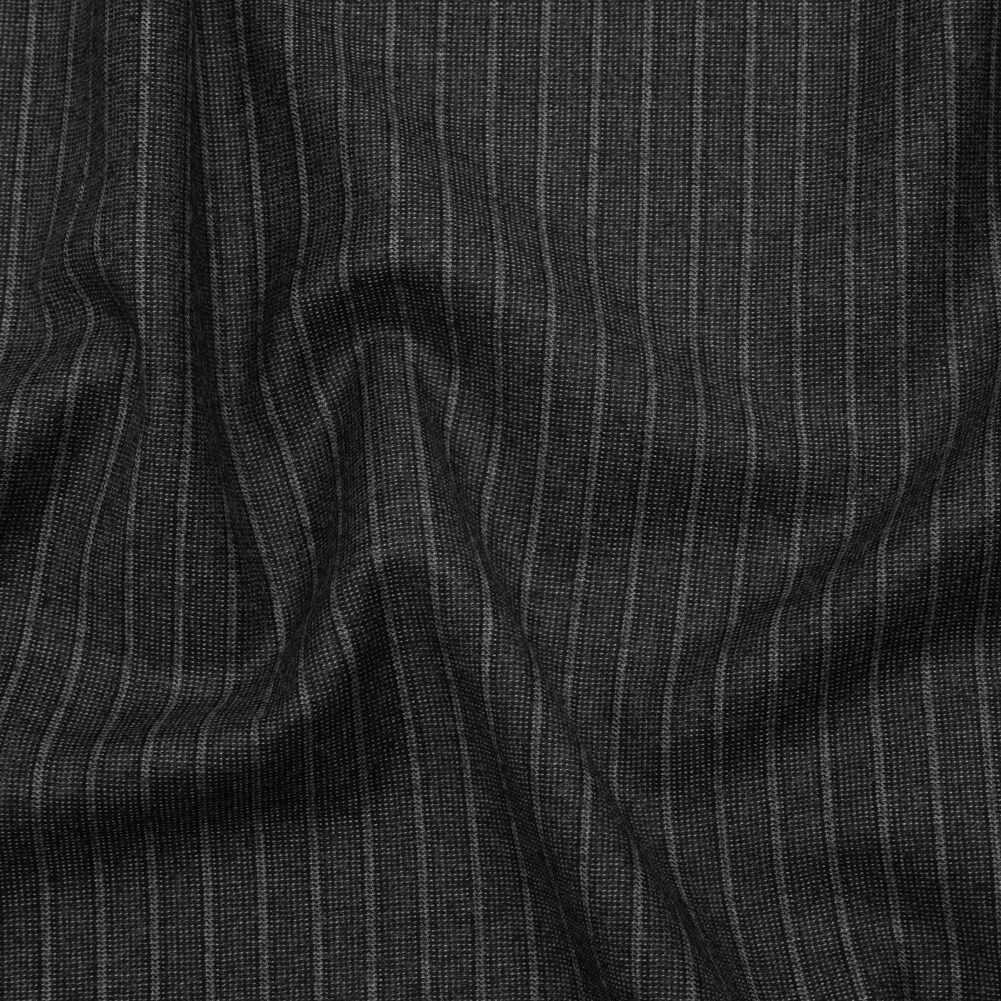 1 Yard Gray Stripes Super 140 Wool Suiting Made in Italy Deadstock 58 inch Width