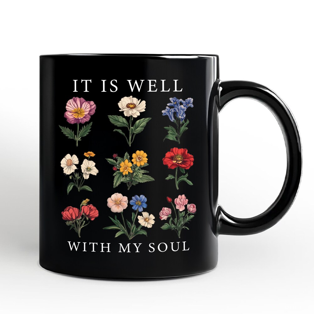 It Is Well With My Soul Christian Vintage Mug, Floral Bible Verse Gift ...