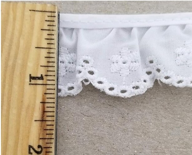 1-1/8&#x22; Ruffled Gathered Embroidery Eyelet Trimming - 8 Continuous Yards! (White)