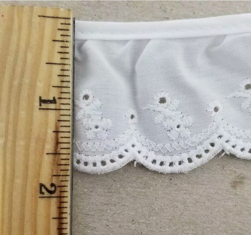 1-3/4" Ruffled Gathered Embroidery Eyelet Trimming - 6 Yards!
