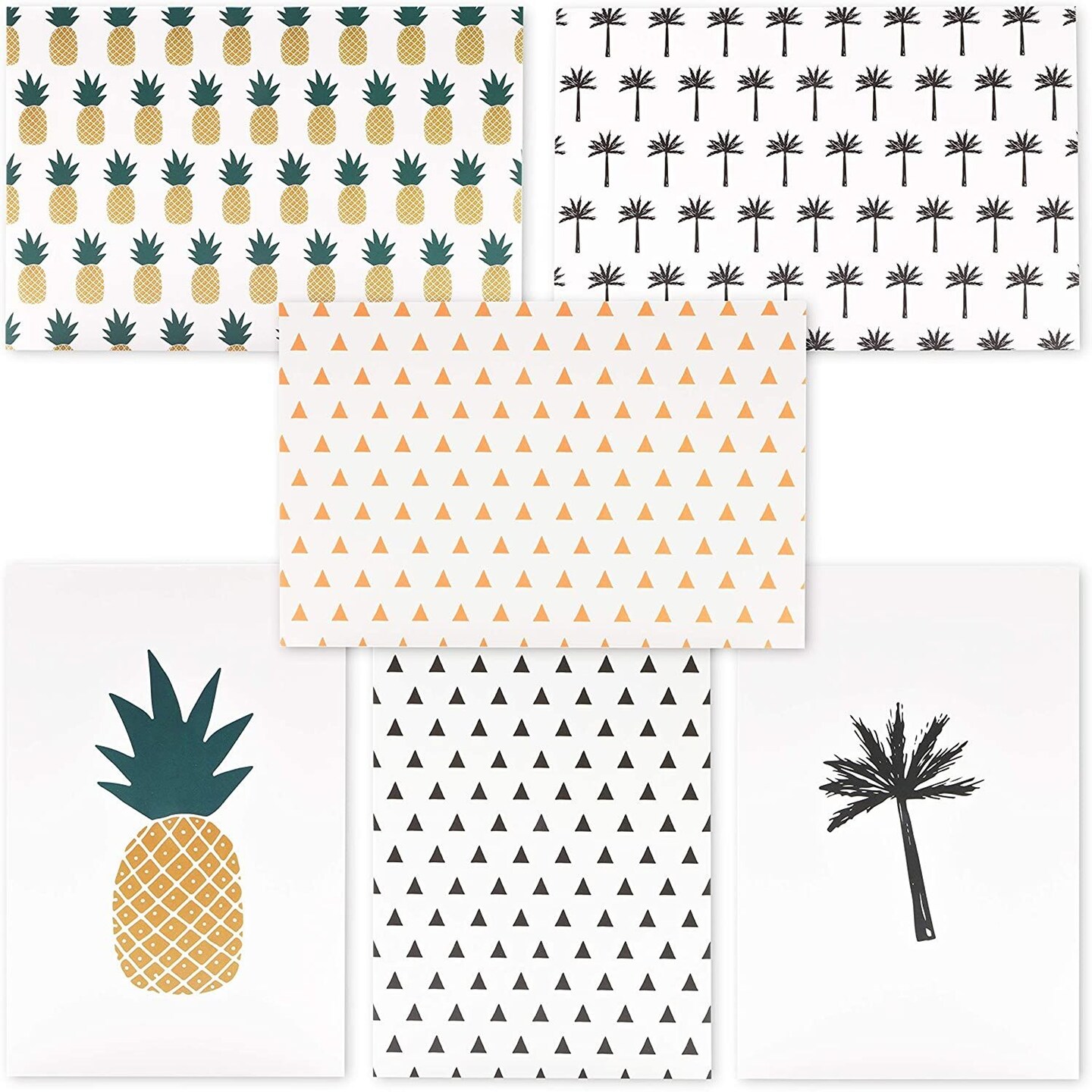 Blank Tropical Greeting Cards with Envelopes, Pineapple Palm Tree (4x6 In, 48 Pack)