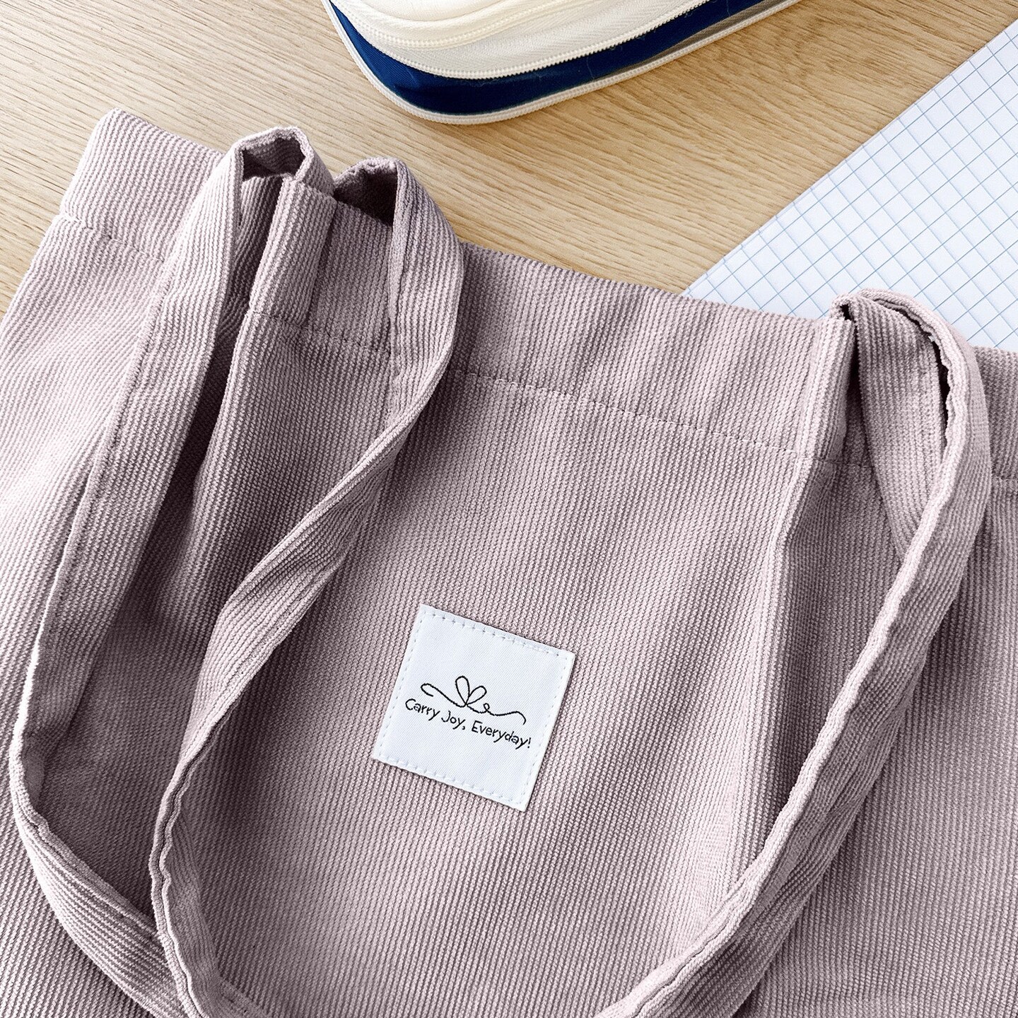 Wrapables Carry Joy Corduroy Tote Bag, Casual Shoulder Handbag, Lavender