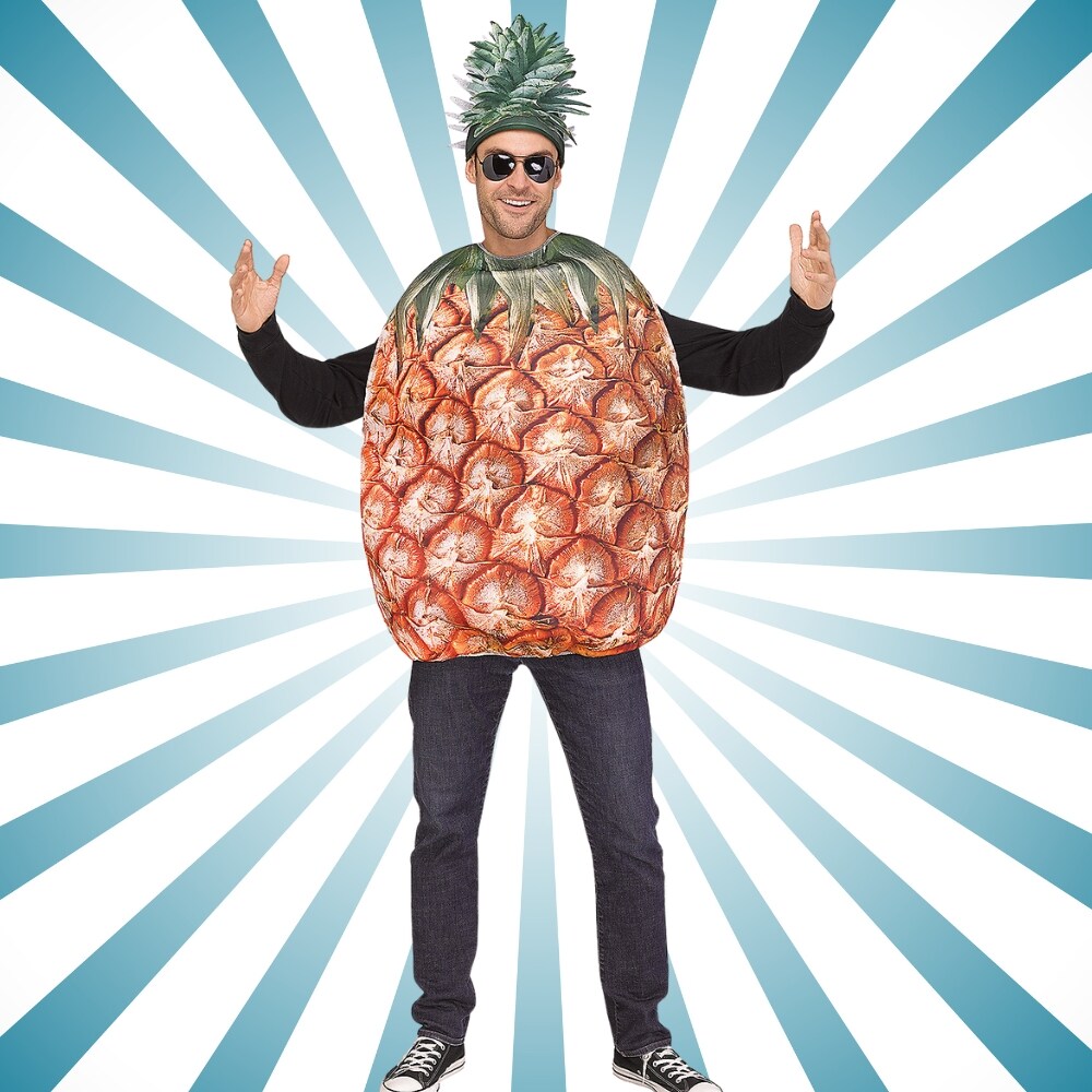 Pineapple Print Adult Costume Funny Fruit Tunic with Hat Tropical Halloween Party Outfit