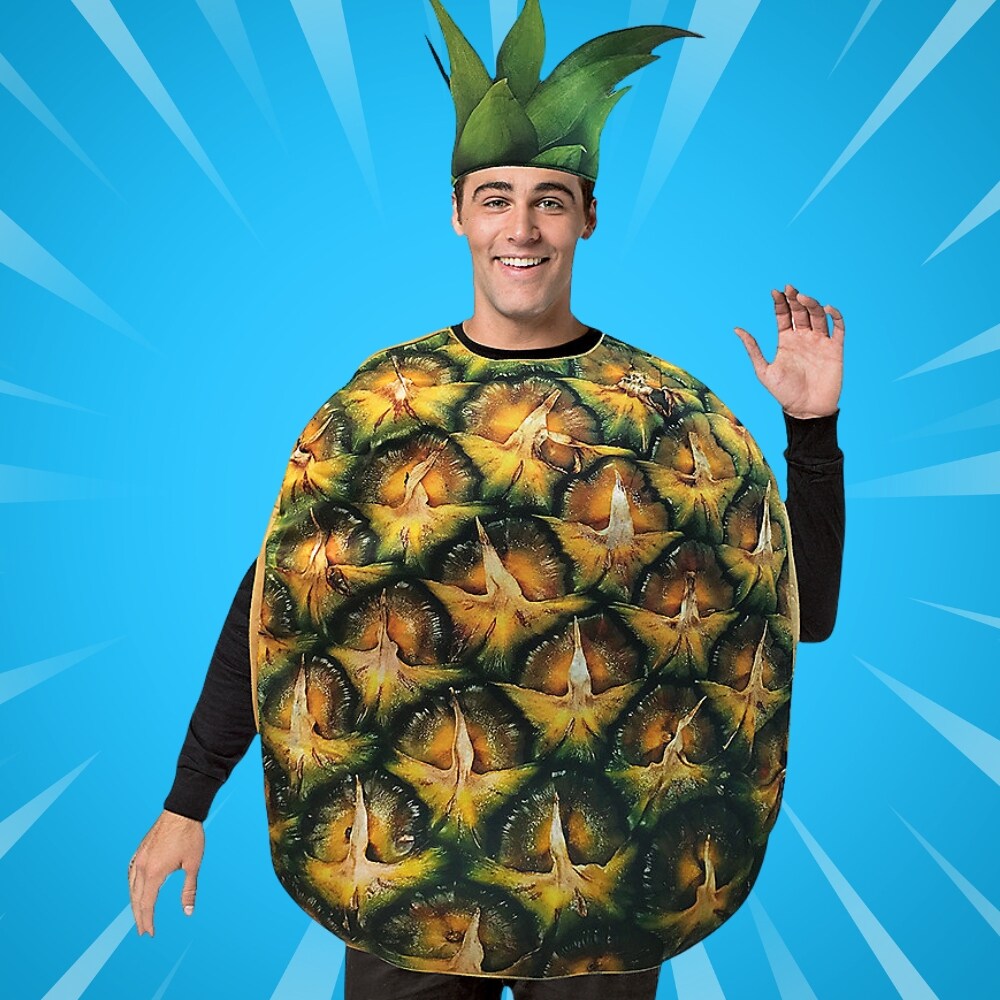 Get Real Pineapple Costume Photo Realistic Fruit Tunic with Headpiece Funny Tropical Halloween Outfit