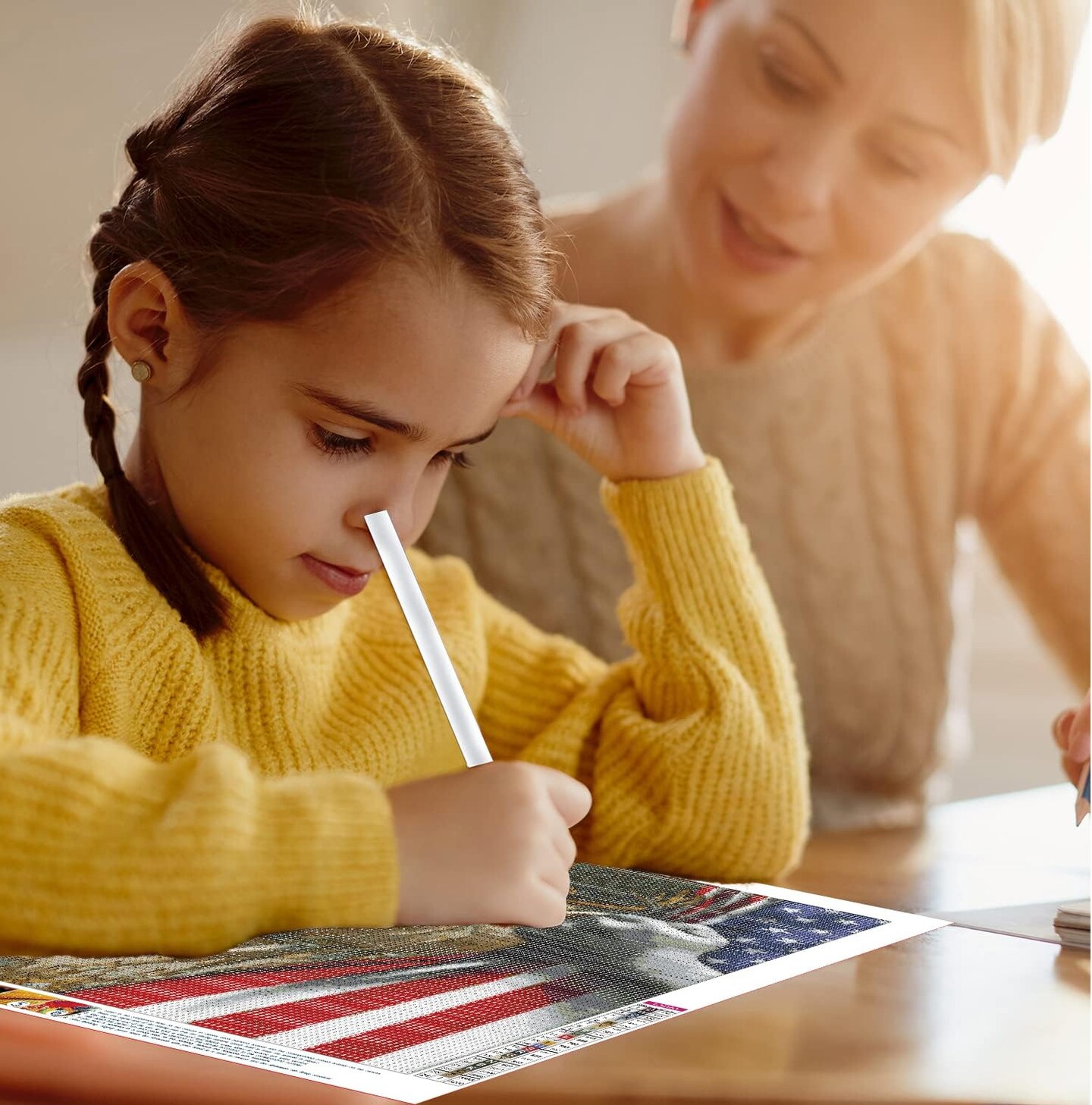 Patriotic Deer Diamond Painting Kit for Adults & Beginners – 5D DIY Full Drill American Flag Diamond Art, 12x16 Inch, Home Wall Decor & Craft Gift (Deer)