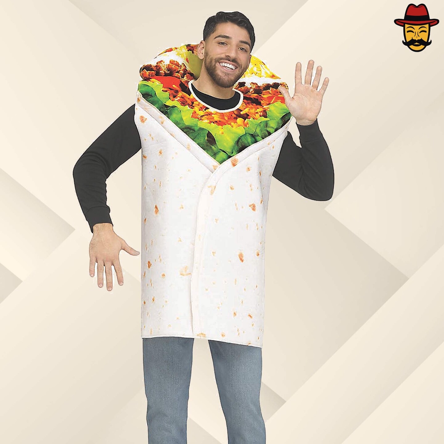 Adults Multicolor Burrito Costume Realistic Food Tunic Funny Halloween Party Outfit