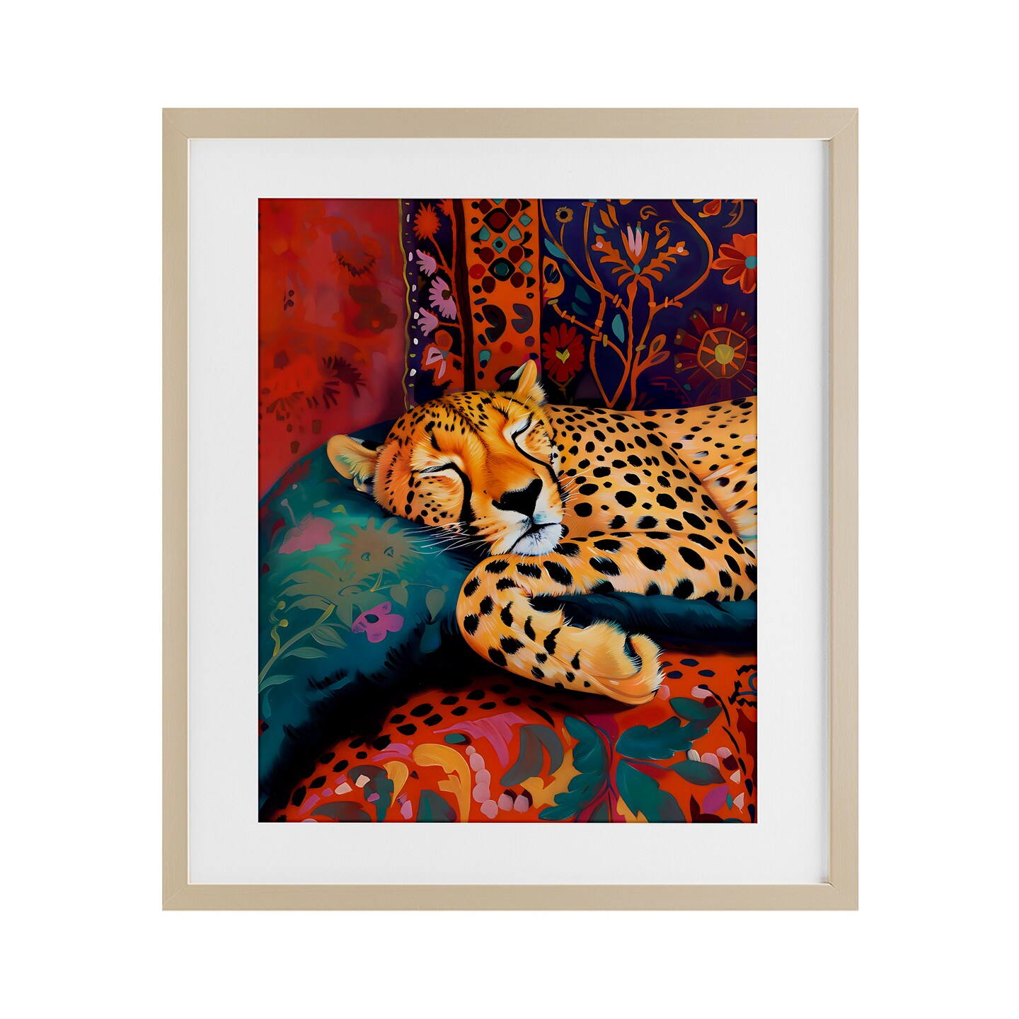 Stupell Industries Cozy Cheetah Boho Textiles Black Framed Print Under Glass, design by Creative Studio