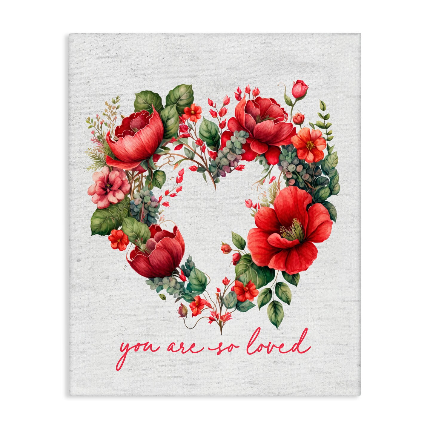 Stupell Industries So Loved Romantic Heart Wreath Canvas Wall Art ...