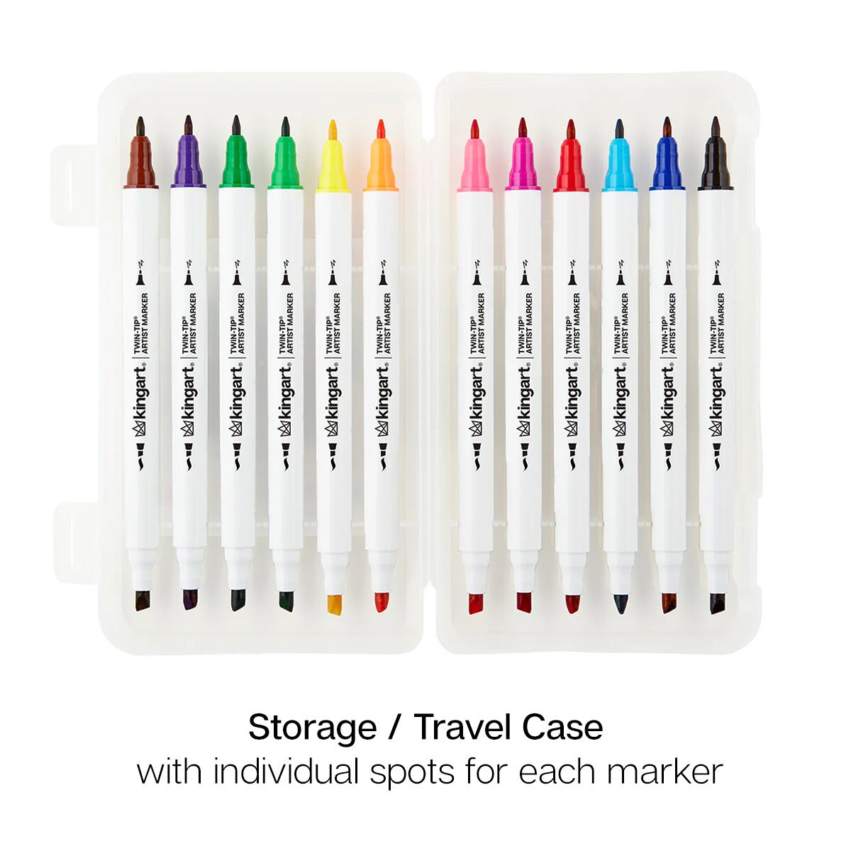 KINGART® Twin-Tip™ Permanent Alcohol-Based Sketch Markers, 12 Colors