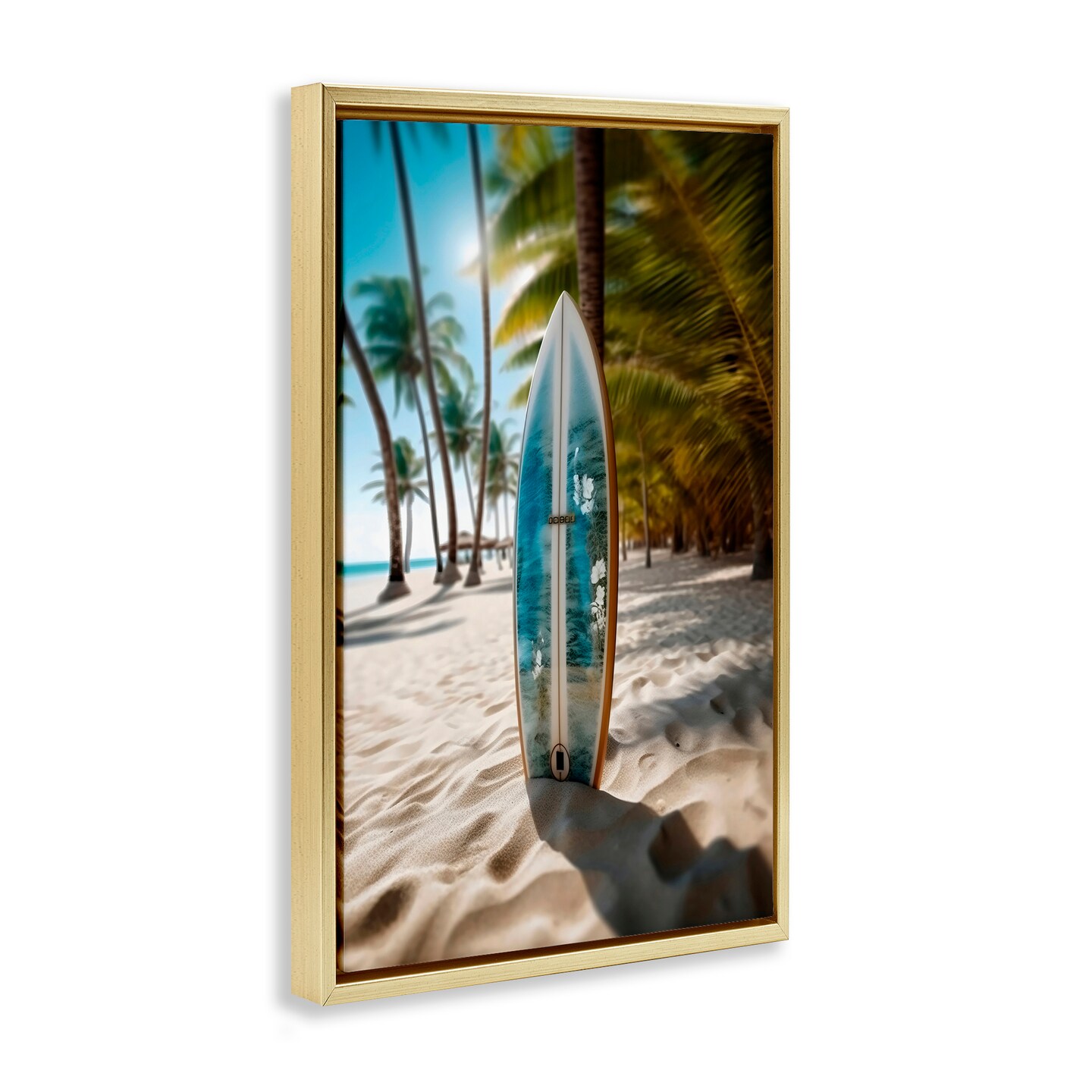 Stupell Industries Blue Surfboard Coastal Blur Black Framed Floater Canvas Wall Art, design by LSR Design Studio