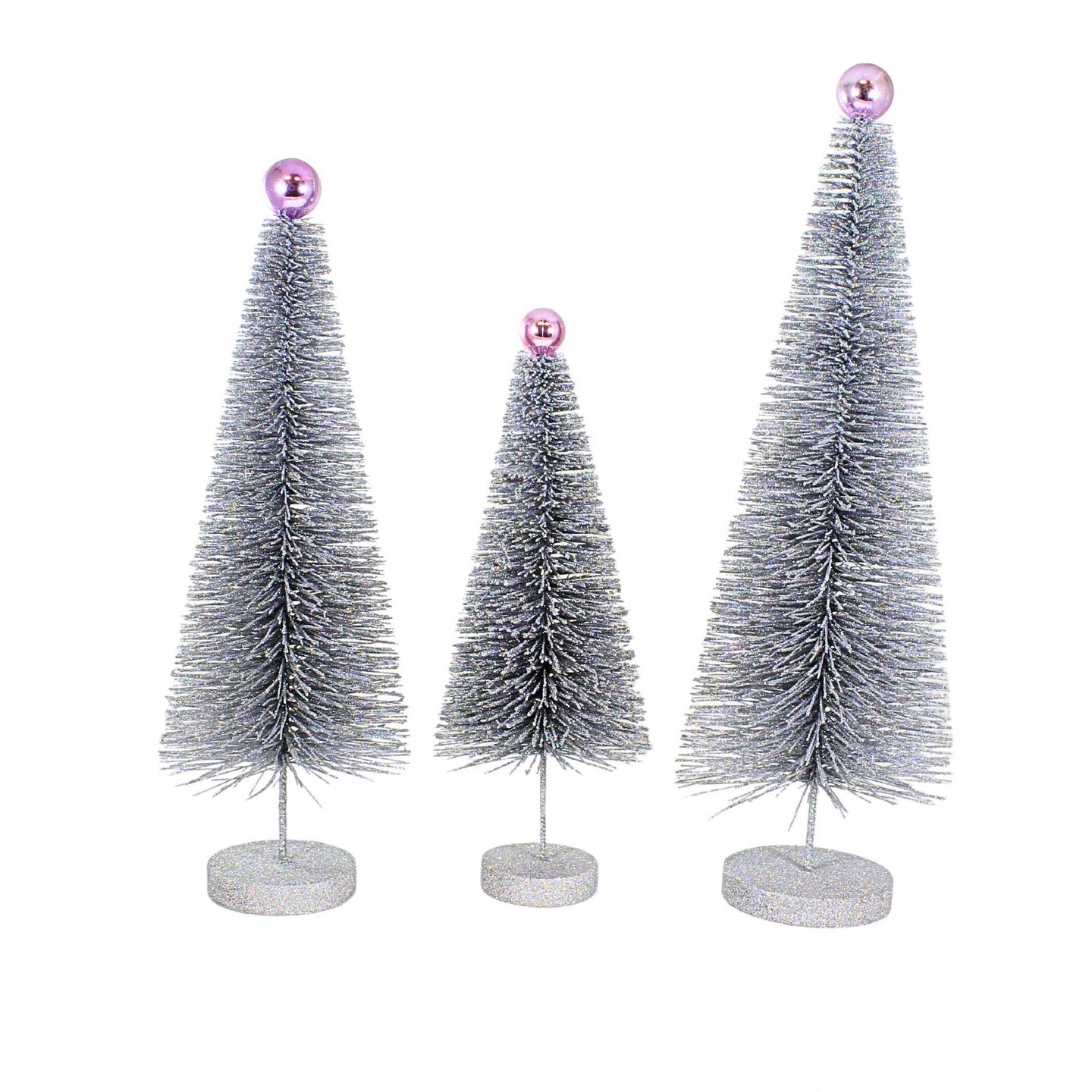 Cody Foster 18.0 Inch Silver Glitter Trees 3 Pc Set Christmas Decorative Tree Set , Christmas Decor Christmas Village Decorate