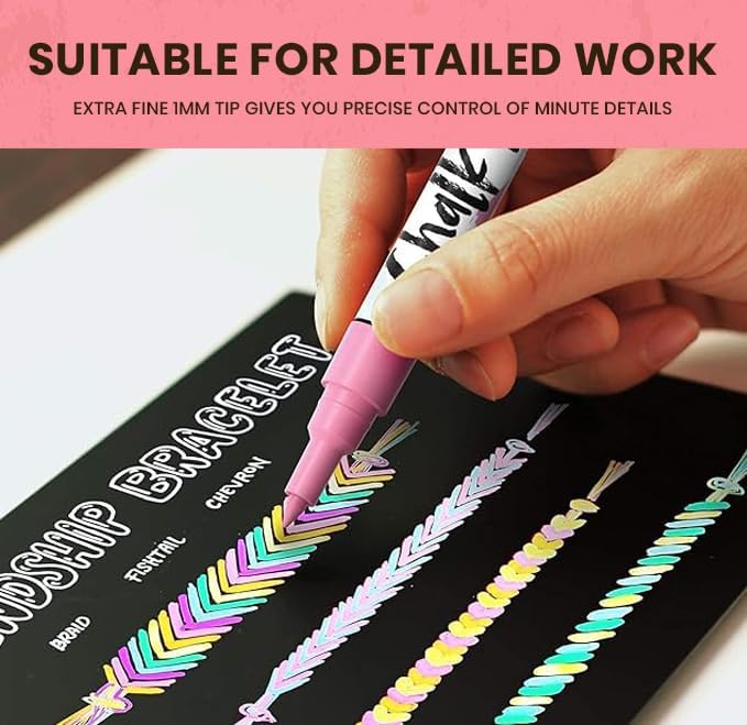 Extra Fine Tip Liquid Chalk Pens for Chalkboard, Blackboards, Window, Bistro (10 Vintage Colors, 1mm) - Extra Fine Dry Erase Marker Pens