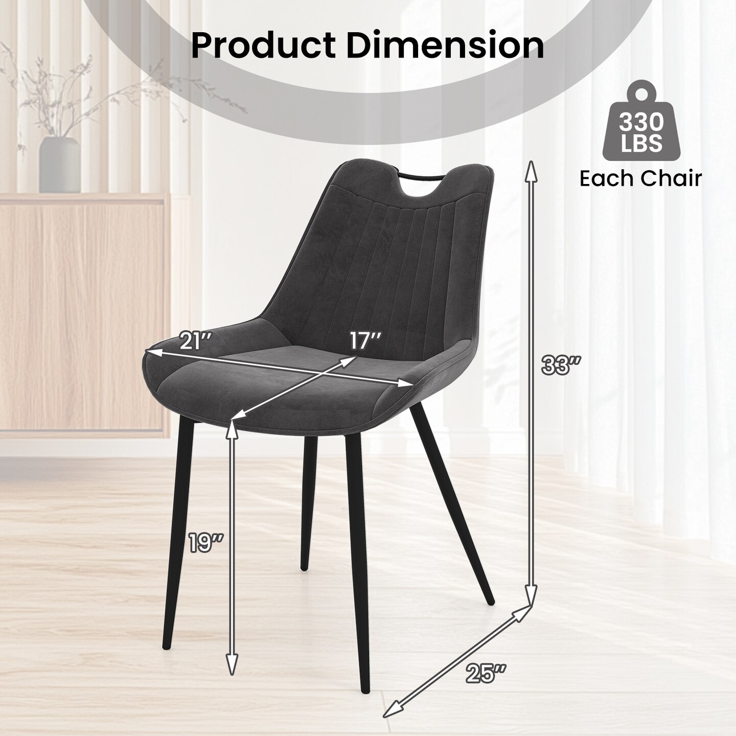 Modern Dining Chair Set Ergonomic PU Leather Metal Frame 4-Pack