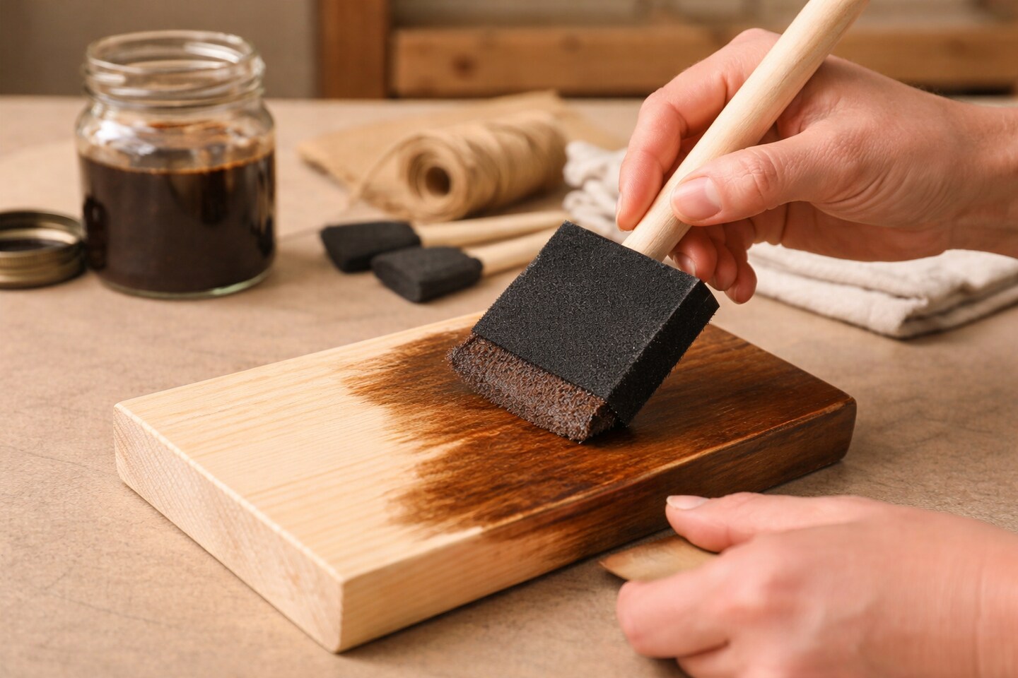 Foam Paint Brush 2" & 3" – High Density Foam Sponge Brush with Wooden Handle for Acrylic, Stain, Crafts & Classroom Projects