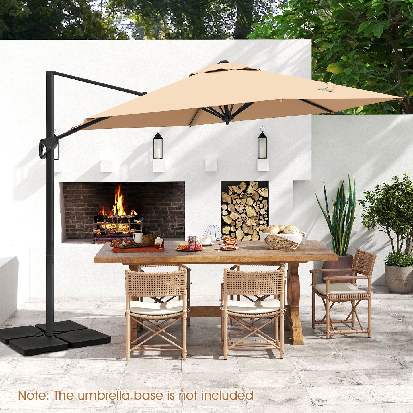9 Foot Offset Patio Umbrella with Sun-Blocking Canopy and Vent