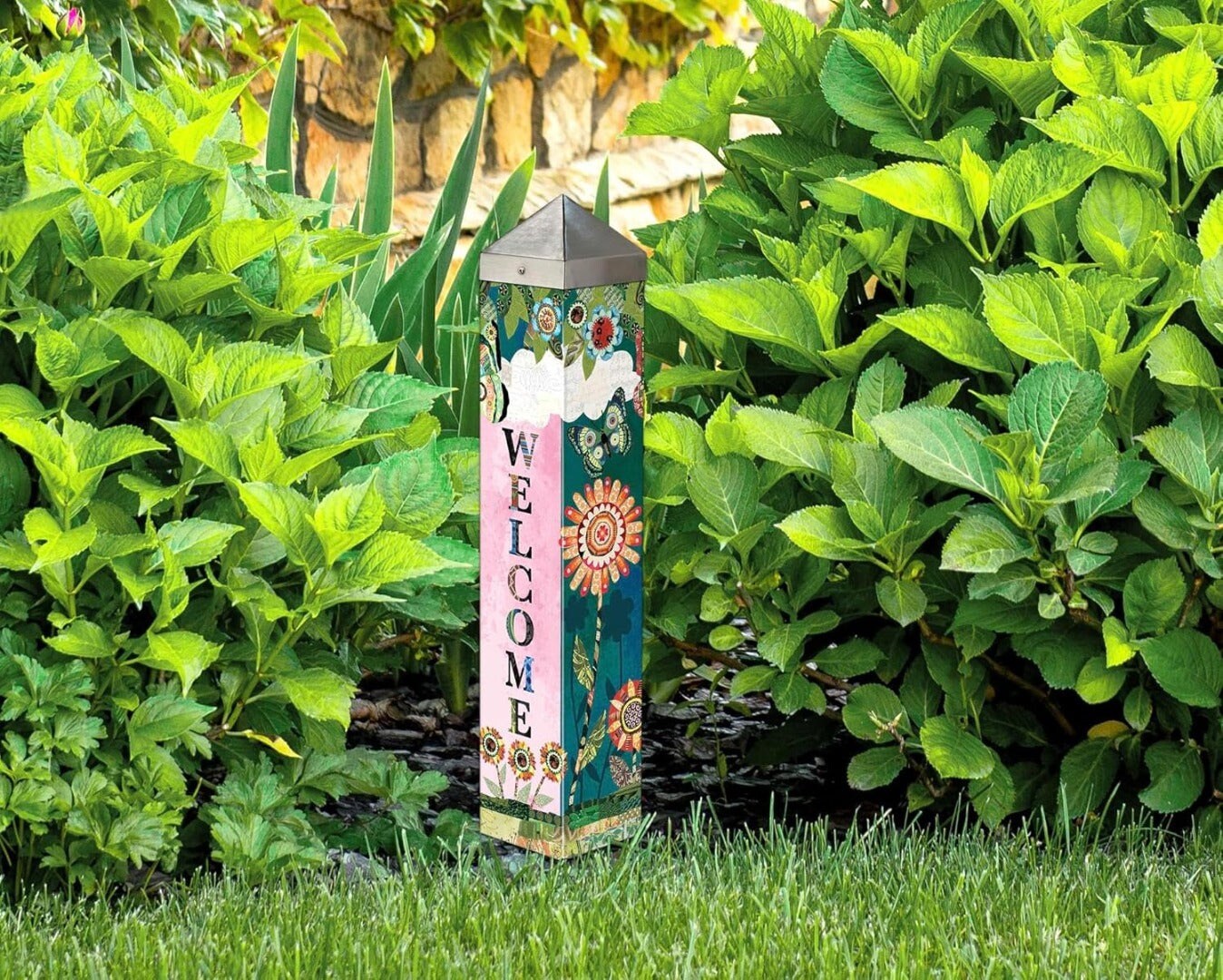 Patchwork Flutters Butterfly Art Pole 20 Inches