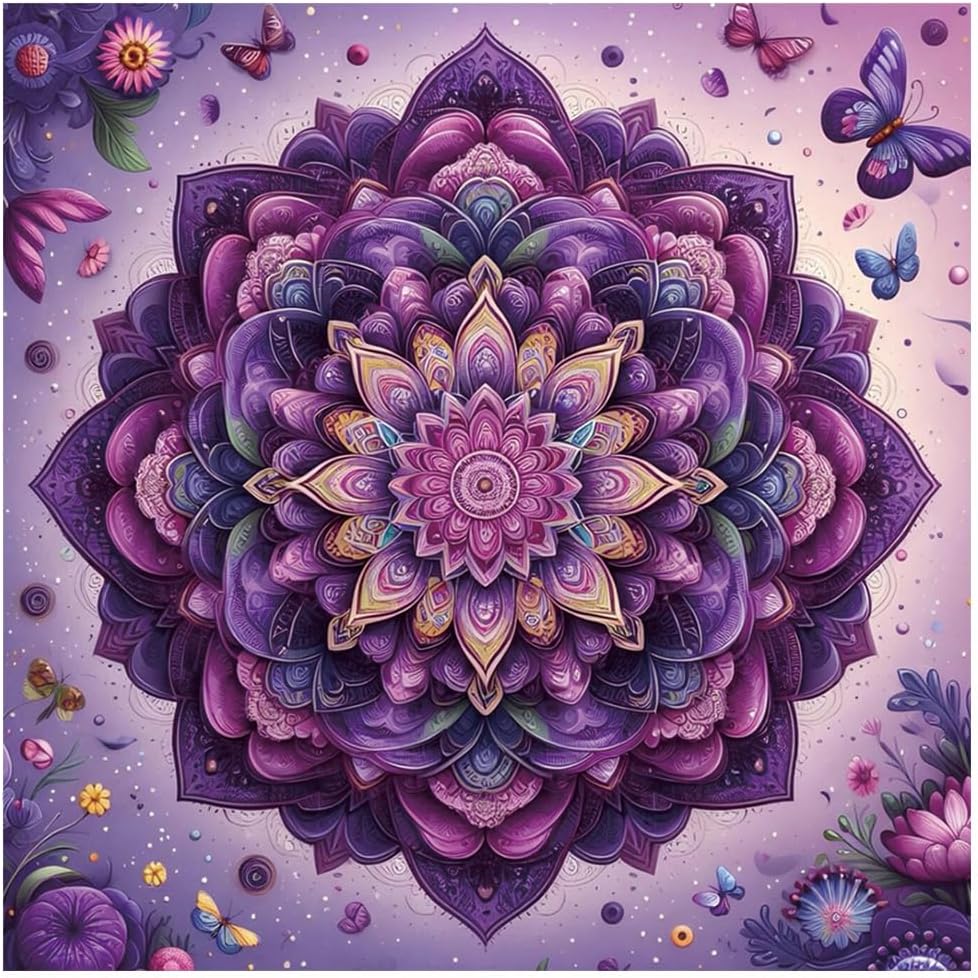 Mandala Diamond Painting Kit for Adults – 12×12 in Round Full Drill 5D DIY Diamond Art, Sparkling Home Wall Decor & Gift Craft
