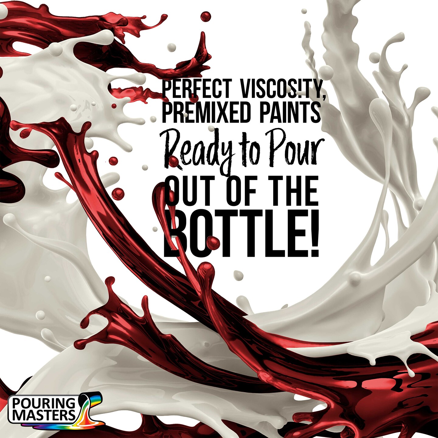 Pouring Masters Crimson Red Ready to Pour Acrylic Pouring Paint - Premium 32-Ounce Pre-Mixed Fluid Acrylic Paint - Fluid Art Supplies for Canvas, Wood, Paper, Tile & Rocks