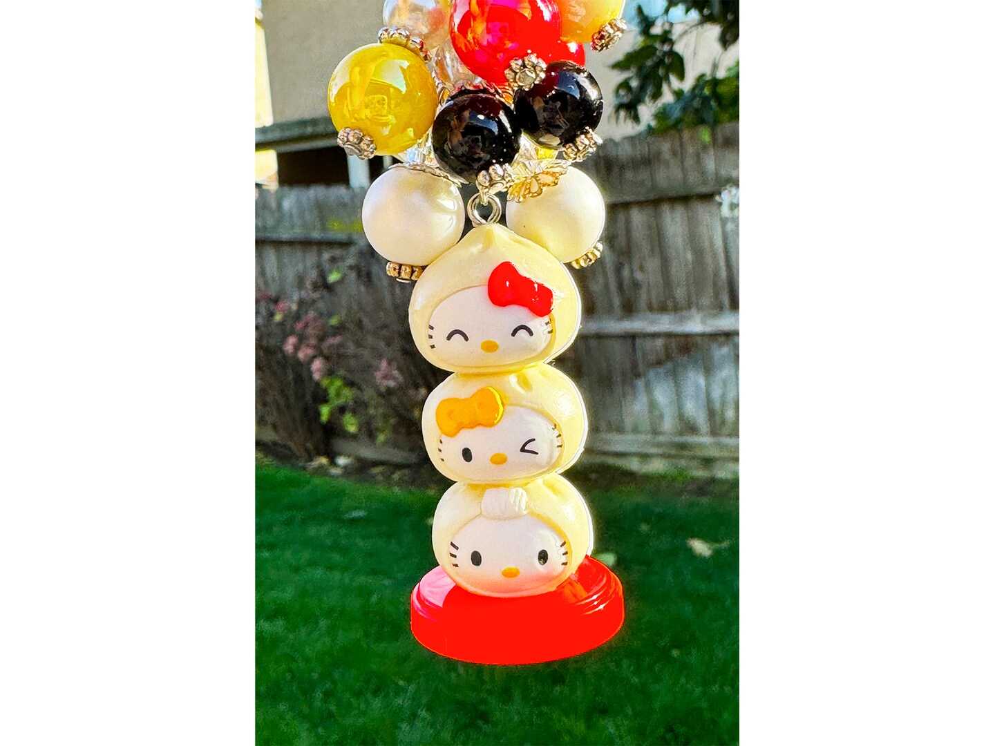 Hello Kitty Kawaii Dumpling Stack Keychain Purse Bag Charm
