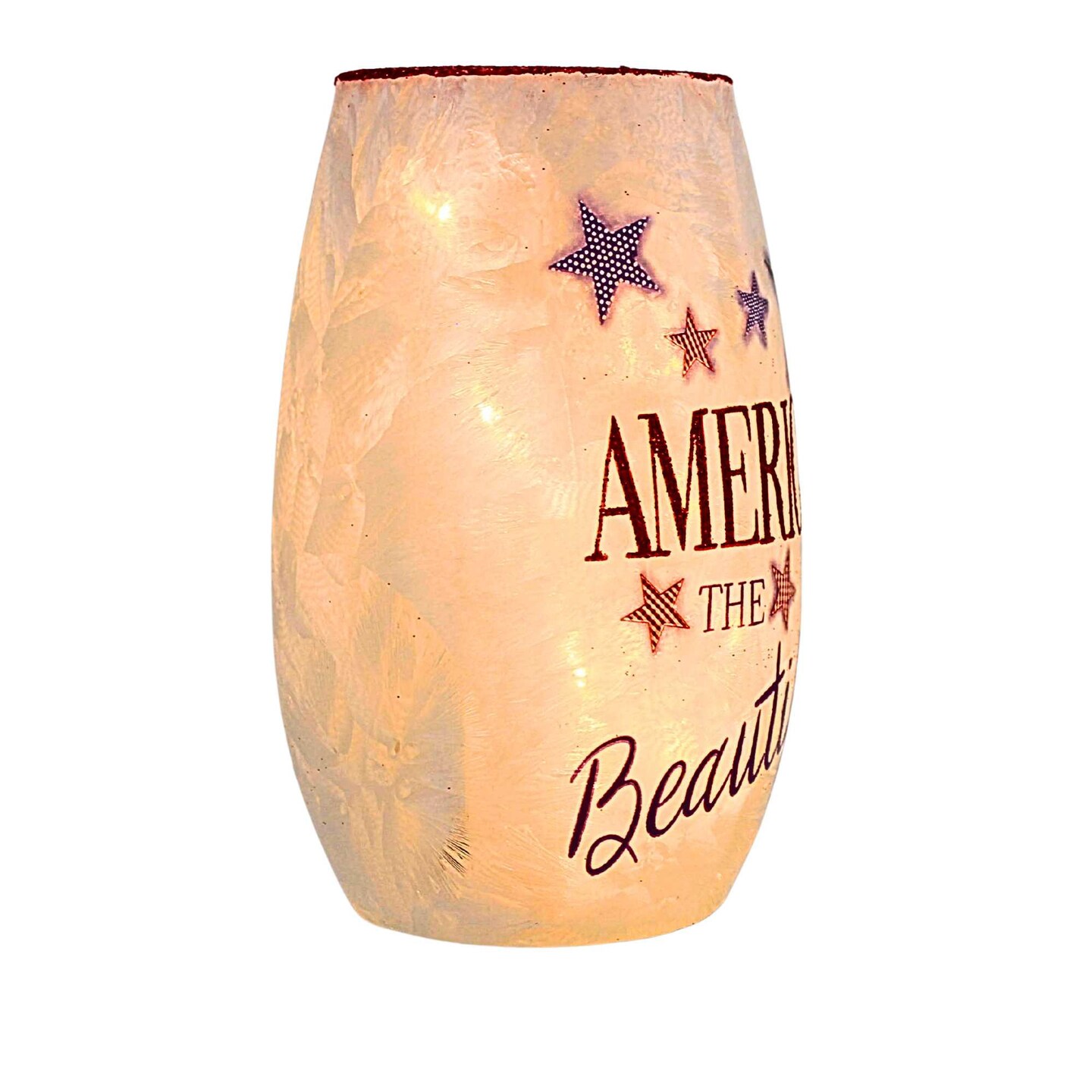 Stony Creek 5.25 In Independence Day Pre-Lit Sm Vase Patriotic Lighted Glass Accent , July 4Th Flag