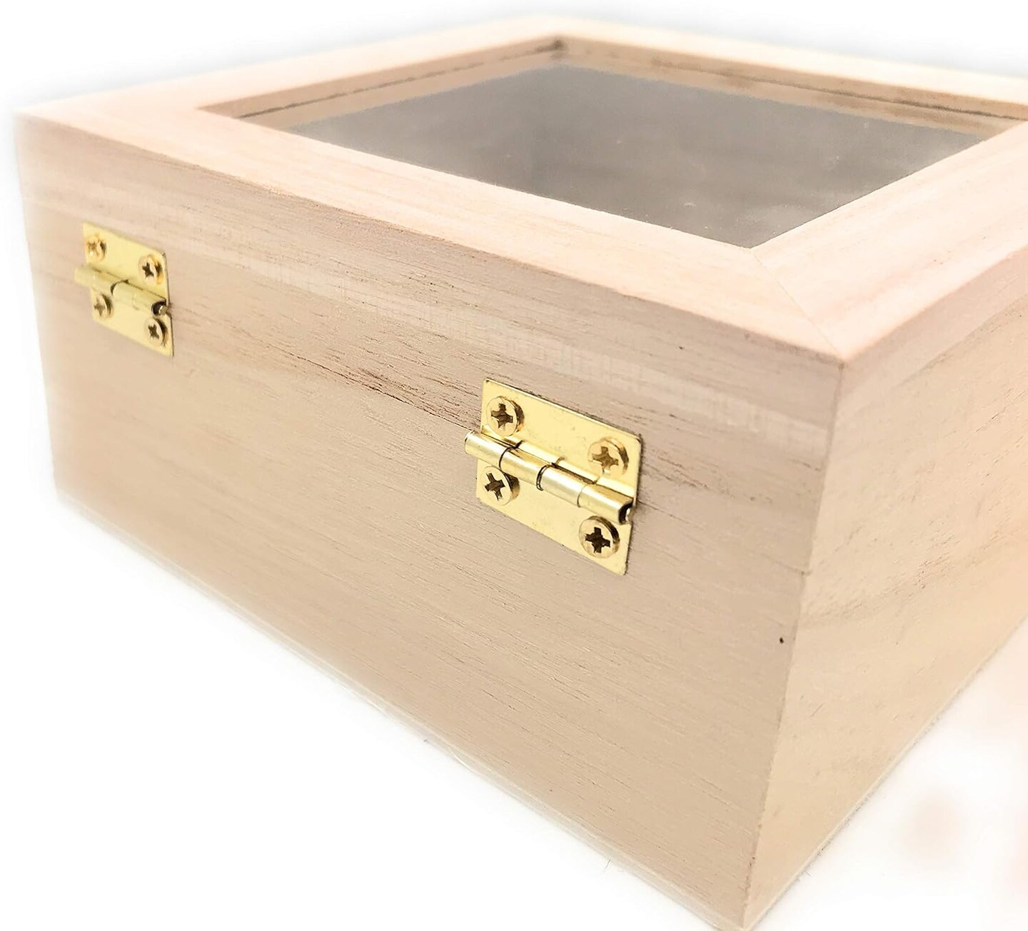 10 pc Set Unfinished Wood Craft Box with Window for Arts, Crafts and Birthday Party Favor DIY