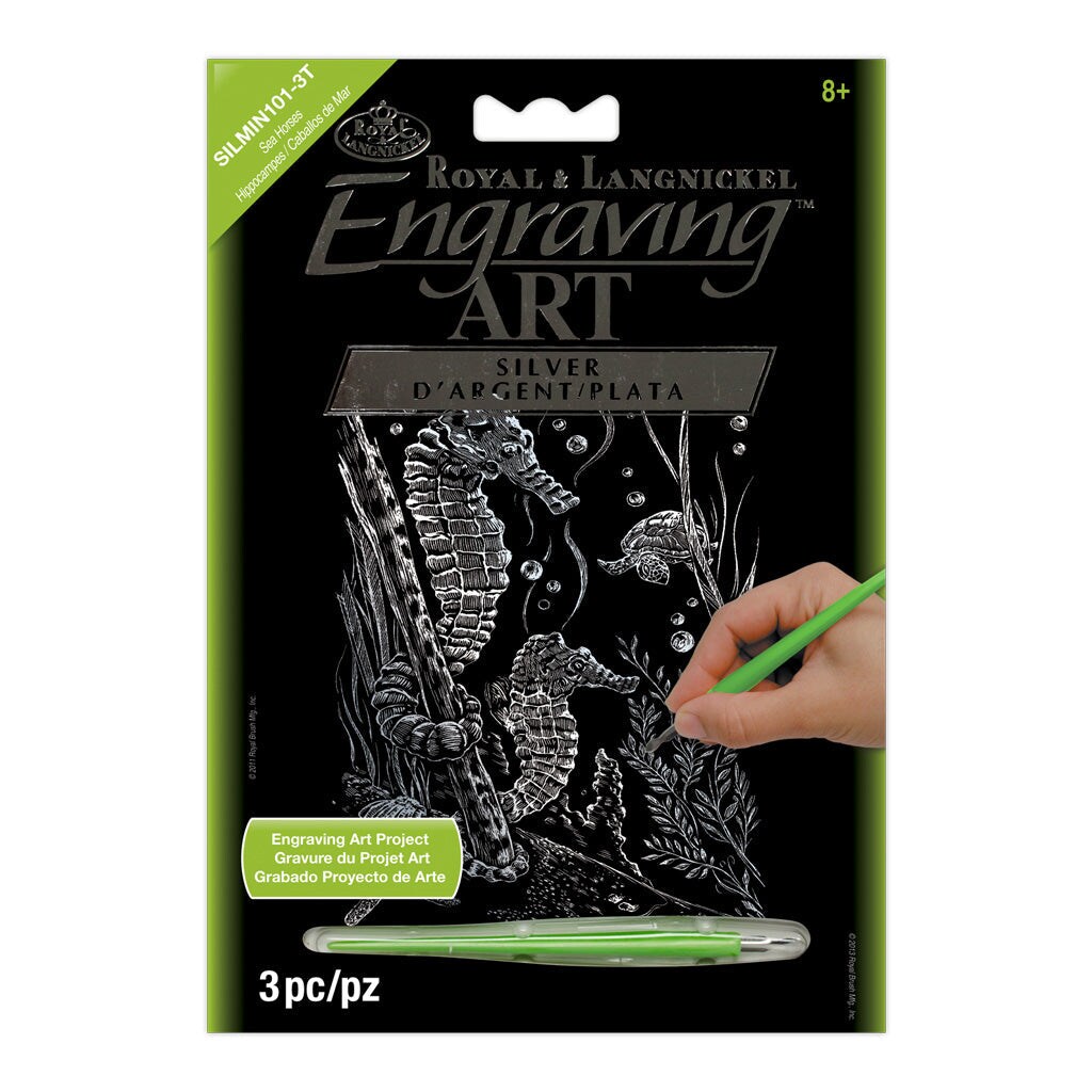 SILMIN-101 | Engraving Art™ 5" x 7" Sea Horses Silver Foil Project