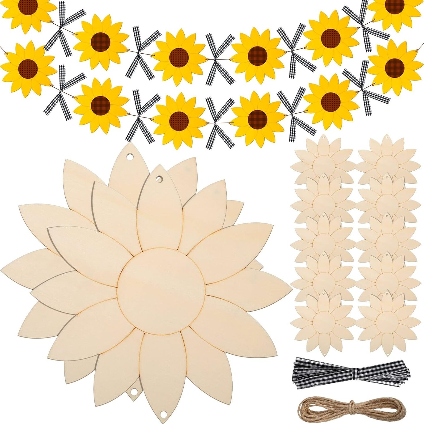 12 Pack Unfinished Sunflower Wood